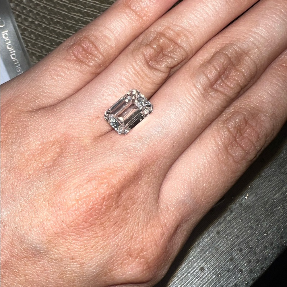 Emerald-Cut Clear Stone Halo Ring - Silver Tone
